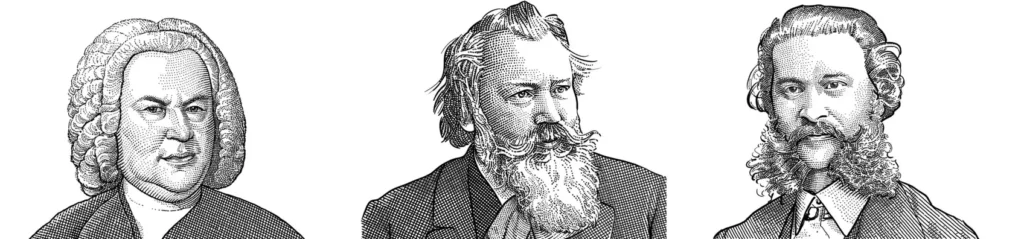 Collage of WSJ Style Portrait of the Maestros by Barry Davian